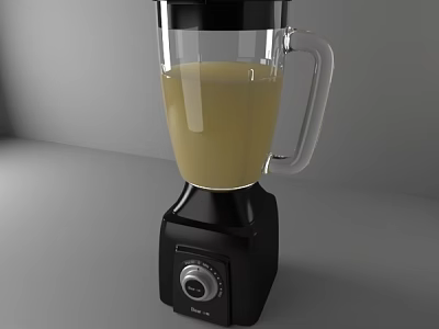 Modern Black Blender With Transparent Glass Jar And Yellow Liquid Inside 3d model
