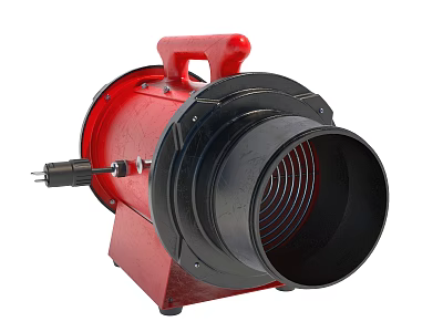 Industrial Blower Equipment With Red Black Body Round Vent Plug And Handle 3d model
