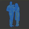 Family of Three with Parents Holding Baby in Light Colored Clothing Against Gray Background