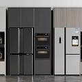 Modern Kitchen Refrigerators In Different Colors With Matching Kitchen Appliances 3d model