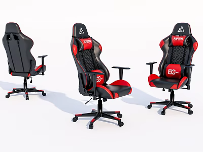 Black And Red Ergonomic Gaming Office Chair With High Back Armrests And EC Logo 3d model