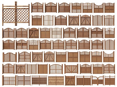 Chinese Fence Gate Courtyard Door Fence Door Wooden Railing Door Anti-corrosion Wooden Door Grille Door Fence Door Garden Door Village Garden Door 3d model