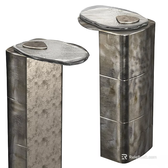 Silver Metal Containers With Cylindrical Shape Textured Surface And Lid Design For Decorative Use 3d model 