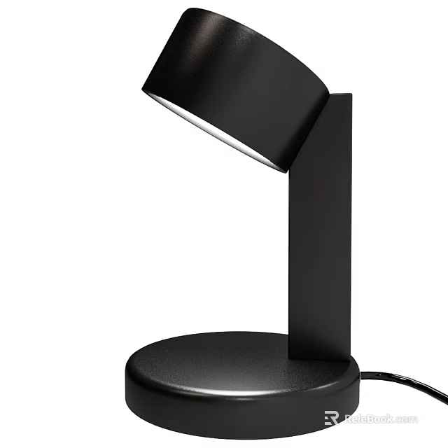 Black Modern Minimalist Table Lamp With Sleek Curved Shade And Stable Round Base 3d model 