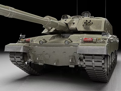 Detailed Military Tank Design Featuring Heavy Armor Cannon Barrel And Tracked Wheels 3d model