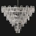 Modern Glass Cube Chandelier Featuring Multiple Layers Of Transparent Square Elements 3d model