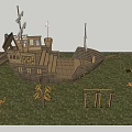 Wooden Pirate Ship Playground Equipment With Slide Swings And Climbing Features In Grass Area