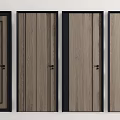 Wooden Hinged Doors With Light Dark Brown Panels And Black Frames Various Designs 3d model