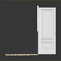 Scenic Landscape View Through Open White Door With Black Iron Railing And Light Stone Floor