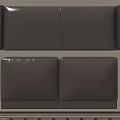 Dark Brown Leather Bed Headboard with Stitched Design Against Light Colored Wall 3d model