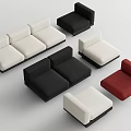 Modern Modular Sofa Set With White Black Red Seats And Various Modules 3d model