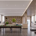 Modern Break Room Interior With Curved Sofa Bar Counter Plants And Large Windows