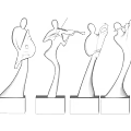 Ornamental Human Figure Figurine Set With Musical Playing Poses And Square Base
