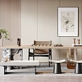 Tea Table and Chair Combination Stool Hanging Picture Tea Set 3d model