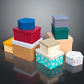 Colorful Decorative Ornament Set With Various Shapes Stacked Boxes For Home Decor