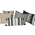 Textured Decorative Throw Pillows With Geometric And Striped Patterns In Neutral Tones