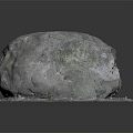 Natural Gray Stone With Rough Textured Surface And Mossy Patches On Base