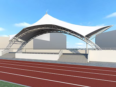 Public Sports Facility With Modern Tensile Membrane Roof And Running Track 3d model