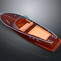 Classic Wooden Brown Boat With Transparent Windshield And Leather Seats For Water Transport