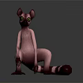 Cute Lemur Sitting On Smooth Surface With Green Eyes Pink Body And Black White Tail