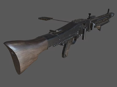 Vintage Tactical Weapon With Wooden Stock Metal Barrel And Military Components 3d model