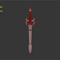 Ornate Fantasy Sword With Metal Blade Red Hilt And Decorative Guard Design