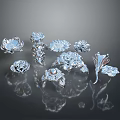 Silver Floral Leaf Shaped Clothing Accessories Shiny Reflective Brooches And Rings
