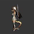 Game and Movie Character with White Wings Brown Hair White Dress and Golden Harp
