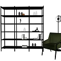 Modern single sofa single chair bookcase combination 3d model