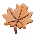 Vibrant Orange Maple Shaped Leaf With Dark Brown Veins And Brown Petiole