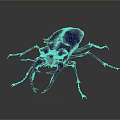 Shiny Blue Stag Beetle With Large Mandibles And Detailed Legs Against Dark Background