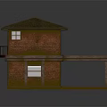 Two Story Red Brick House With Brown Roof Windows And Porch