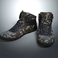 Camouflage High Top Shoes With Black Laces And Durable Sole Design