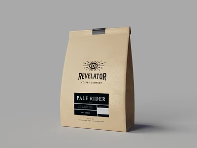 Revelator Coffee Company Pale Rider Premium Roast Coffee Bag Packaging Design 3d model