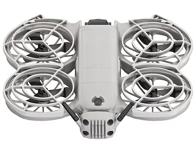 Portable White Quadcopter Drone With Four Propeller Guards And Sleek Design 3d model
