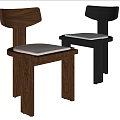 Modern Dining Chairs With Walnut And Black Frames And Light Padded Seats 3d model