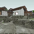 Boutique Guesthouse Building With Terraced Garden Stone Walls And Wooden Accents