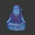 Meditating Santa Claus Character In Red Outfit With Green Gift Box On Base