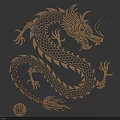 Intricate Dragon Carving with Detailed Scale Pattern on Blue Background Design 3d model