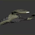Futuristic Sci-Fi Aircraft With Beige And Gray Body Large Curved Wings And Circular Thrusters