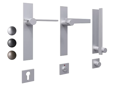Modern Door Handle and Lock Hardware Combination with Different Styles and Metal Components 3d model