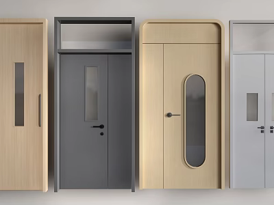 Contemporary Interior Doors With Glass Windows And Various Materials In Different Styles 3d model