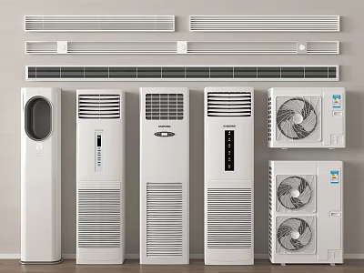 Various Models and Types of Air Conditioners and Fans Home Appliances on 3d model