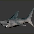 Cartoon Shark Character 3D Model With Blue Spots And Large Eyes Design