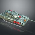 Modern Military Tank 3D Model With Turret Main Cannon Tracks Armor Plates And Red Markers