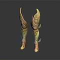 Detailed Golden Leg Armor With Flame Patterns And Ancient Mythical Design 3d model