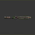 Rusty Barrel Firearm With Green Components And Mechanical Structure Design