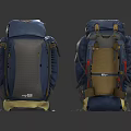 Blue Gray Outdoor Backpacks With Yellow Base And Adjustable Straps 3d model