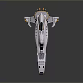 White Sci Fi Spaceship Model With Detailed Cockpit Orange Blue Accents And Wings