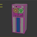 Modern Water Dispenser With Dual Circular Taps Blue Front Panel And Gray Body